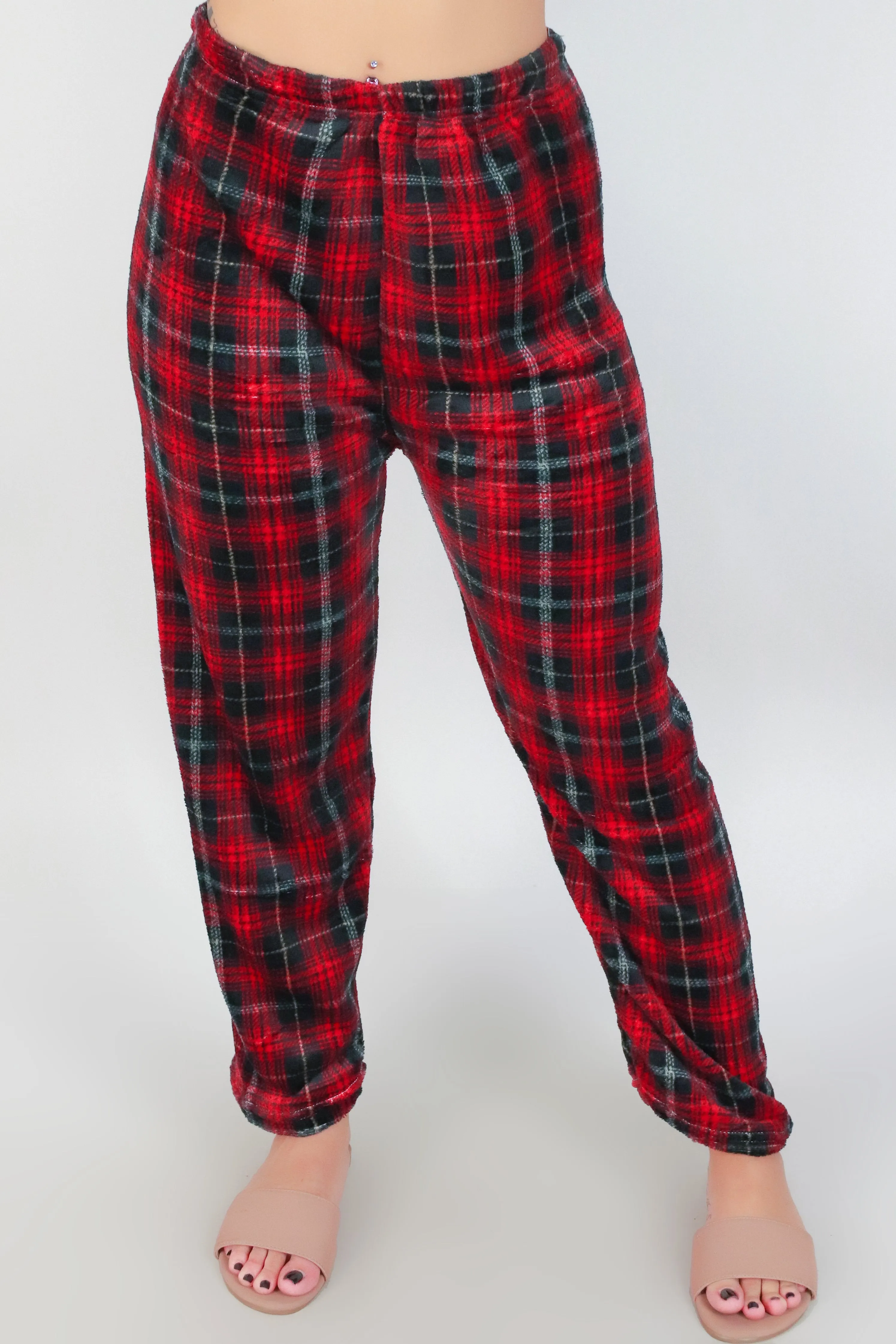 FUZZY CHECKERED SLEEP PANTS