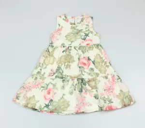 Girls All Over Print Pink/Green Floral Dress (3-8 Years0)-GF5107