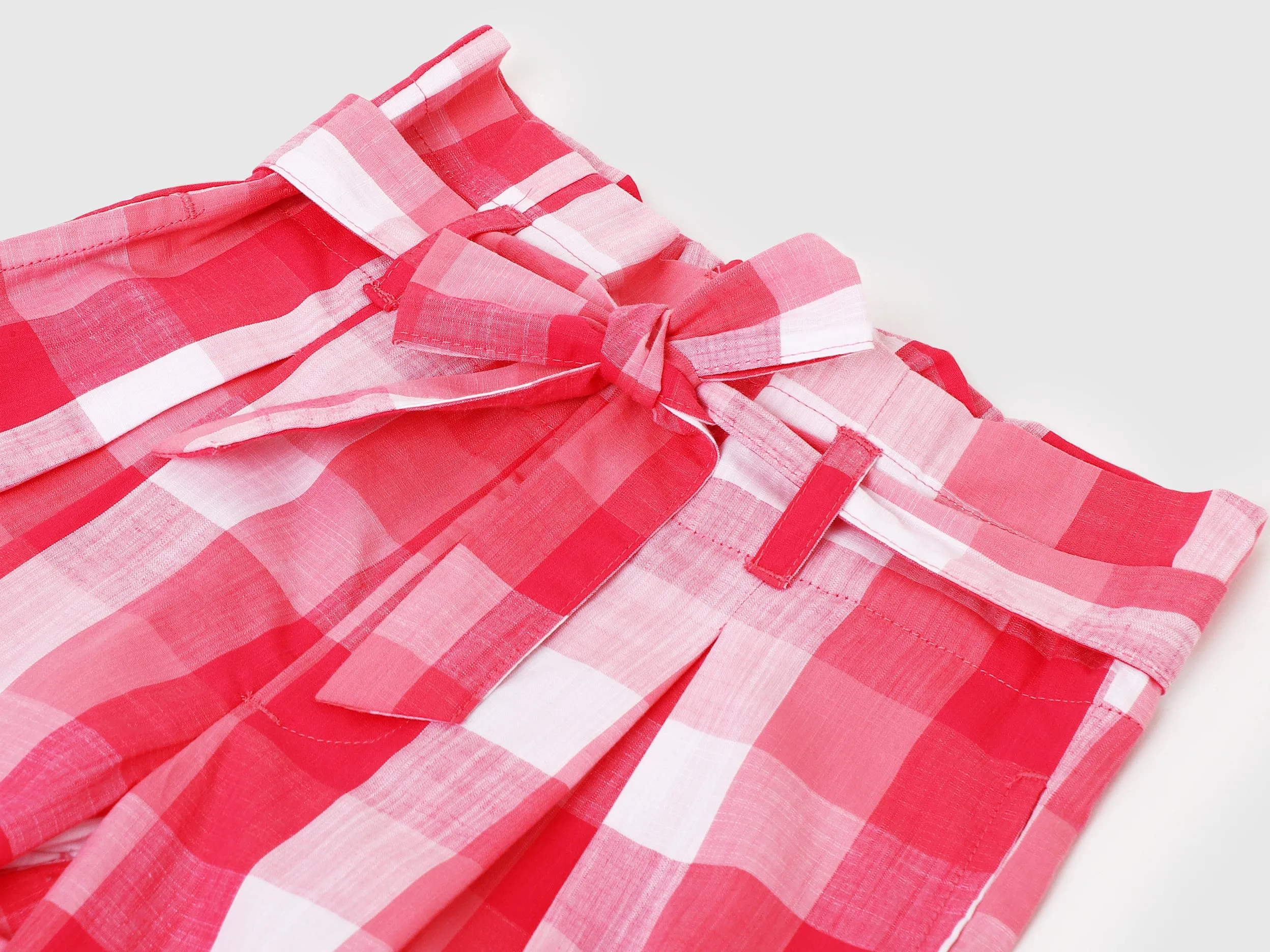 Girls Checked Regular Fit Trousers