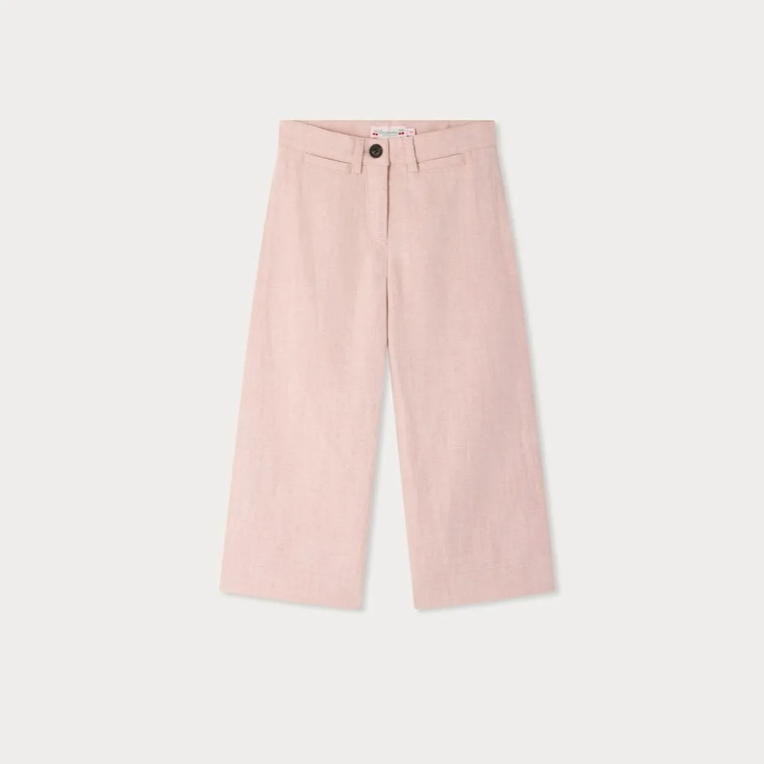 Girls Light Pink Casual Wide Leg Cotton Pants