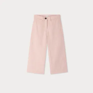 Girls Light Pink Casual Wide Leg Cotton Pants