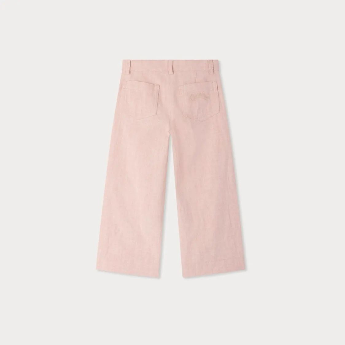 Girls Light Pink Casual Wide Leg Cotton Pants