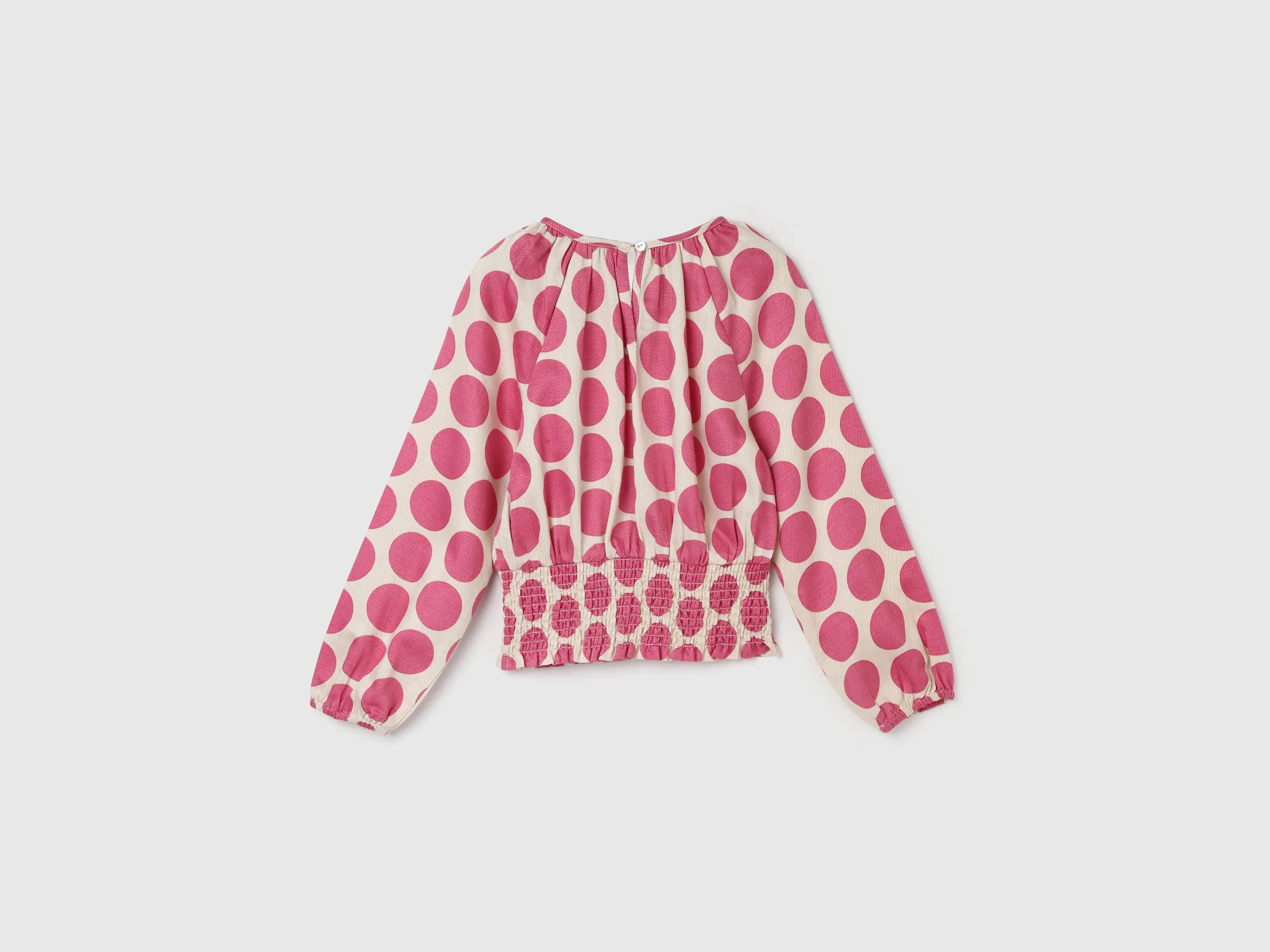 Girl's Regular Fit Round Neck Polka Dot Tops