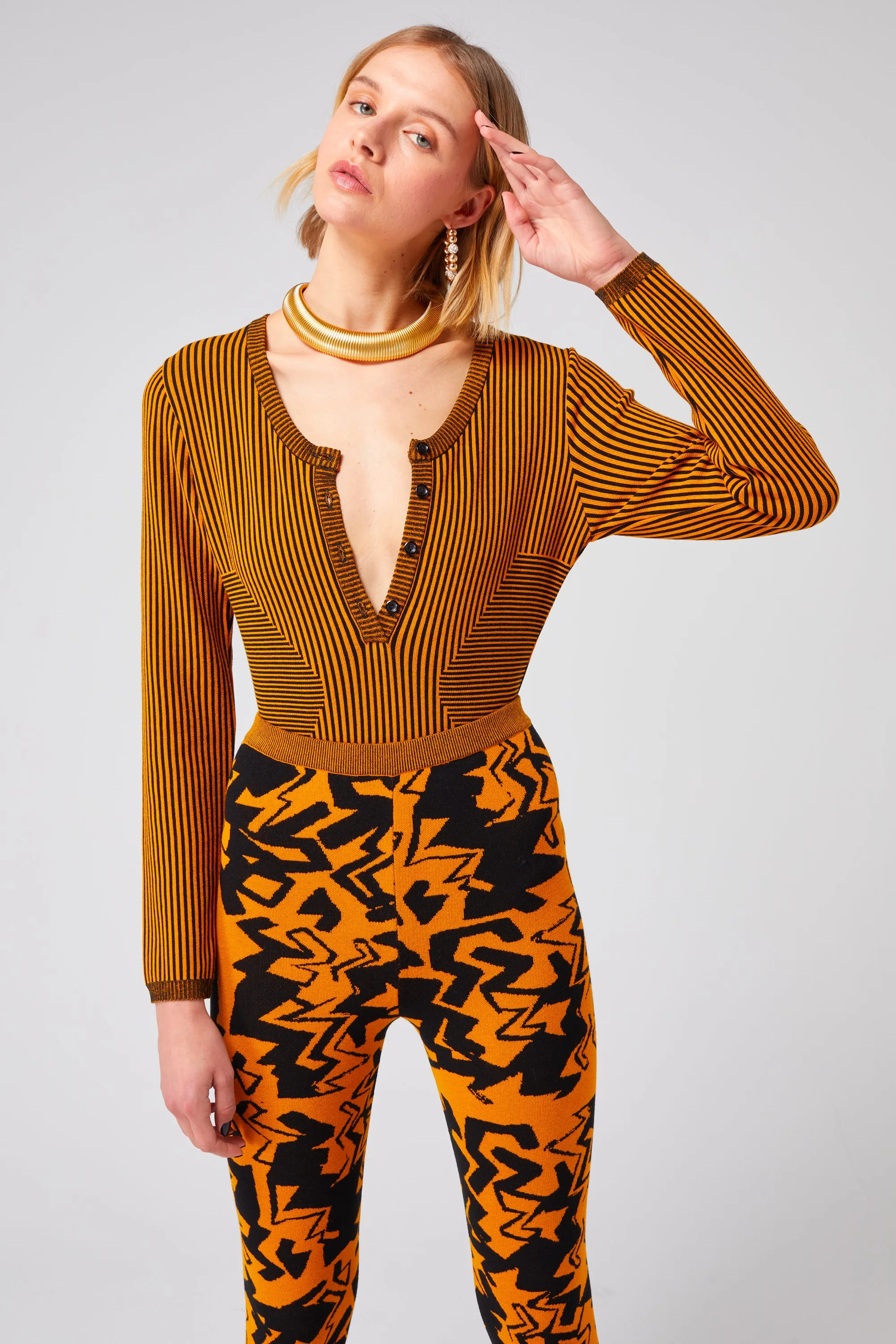 Glue Legging in Gold Electric knit