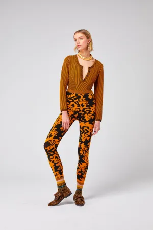 Glue Legging in Gold Electric knit