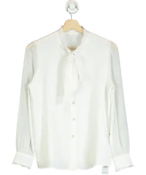 Goelia white Bow Tie Ruffle Collar Shirt UK 6
