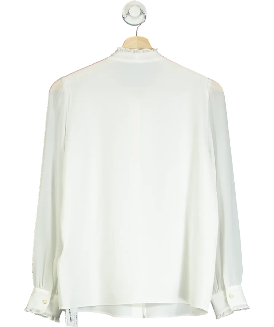 Goelia white Bow Tie Ruffle Collar Shirt UK 6