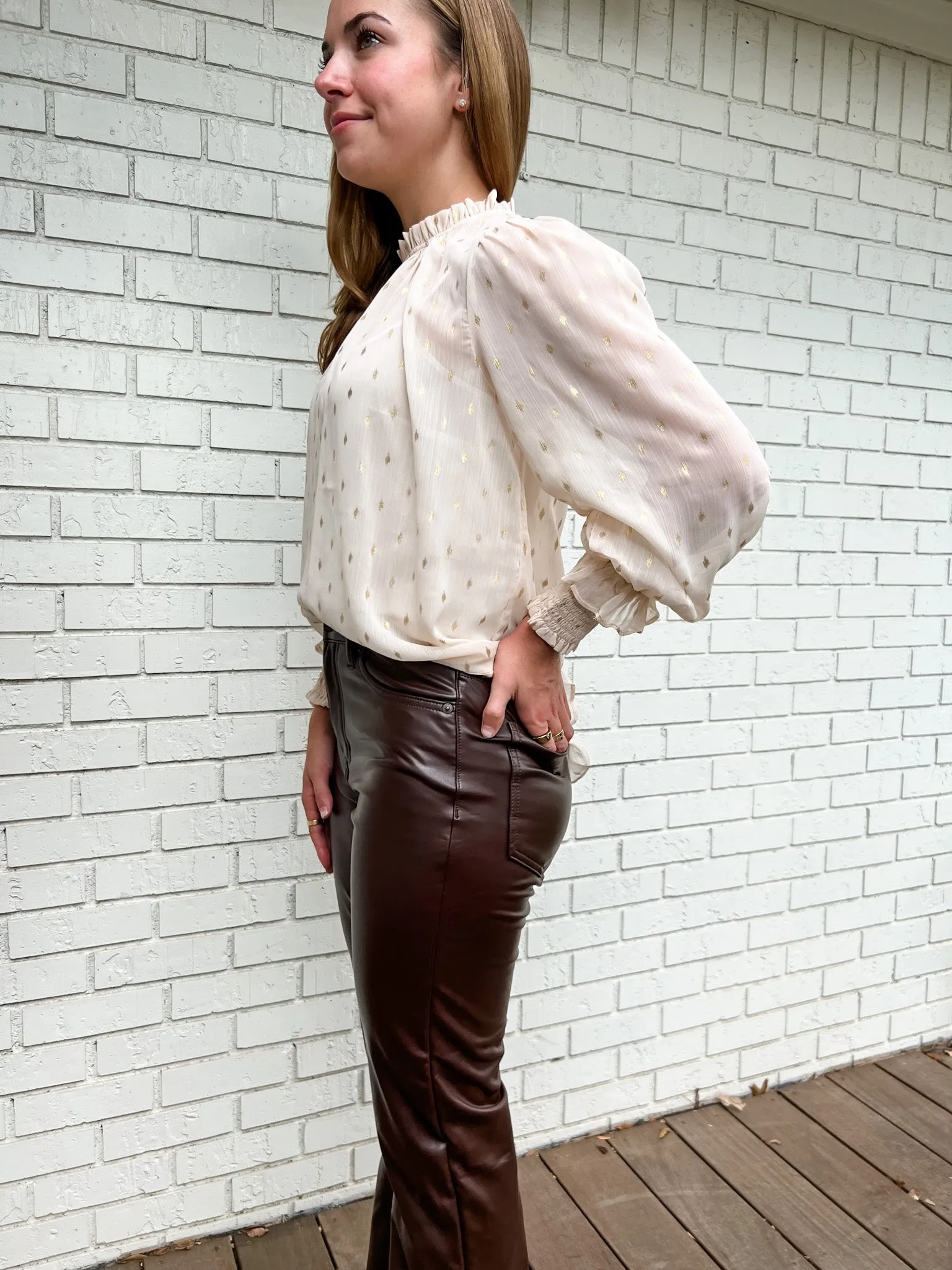 Gold Foil Polka Dot Blouse