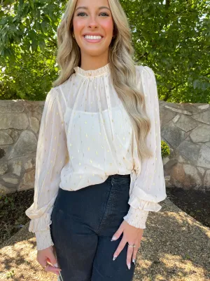 Gold Foil Polka Dot Blouse