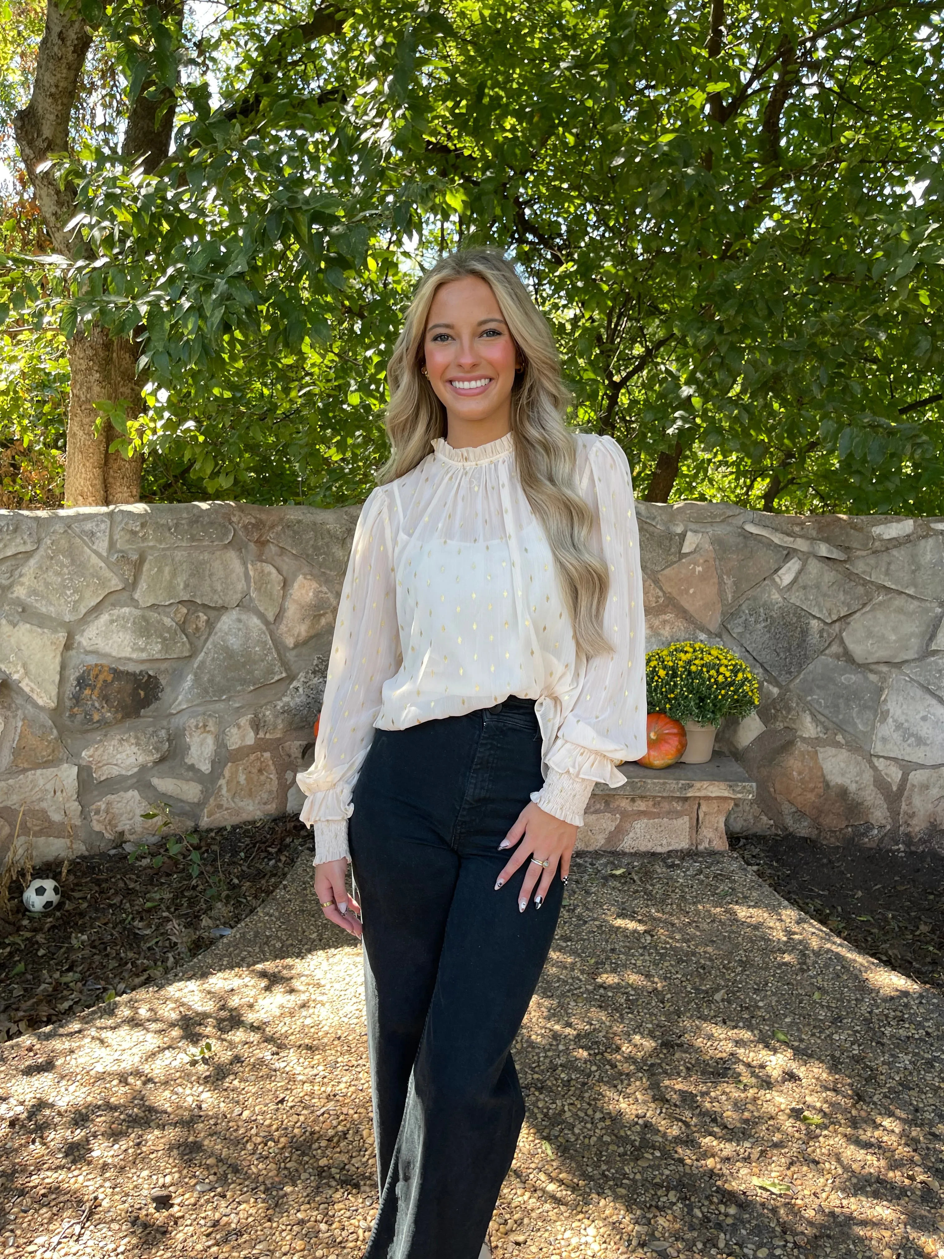 Gold Foil Polka Dot Blouse