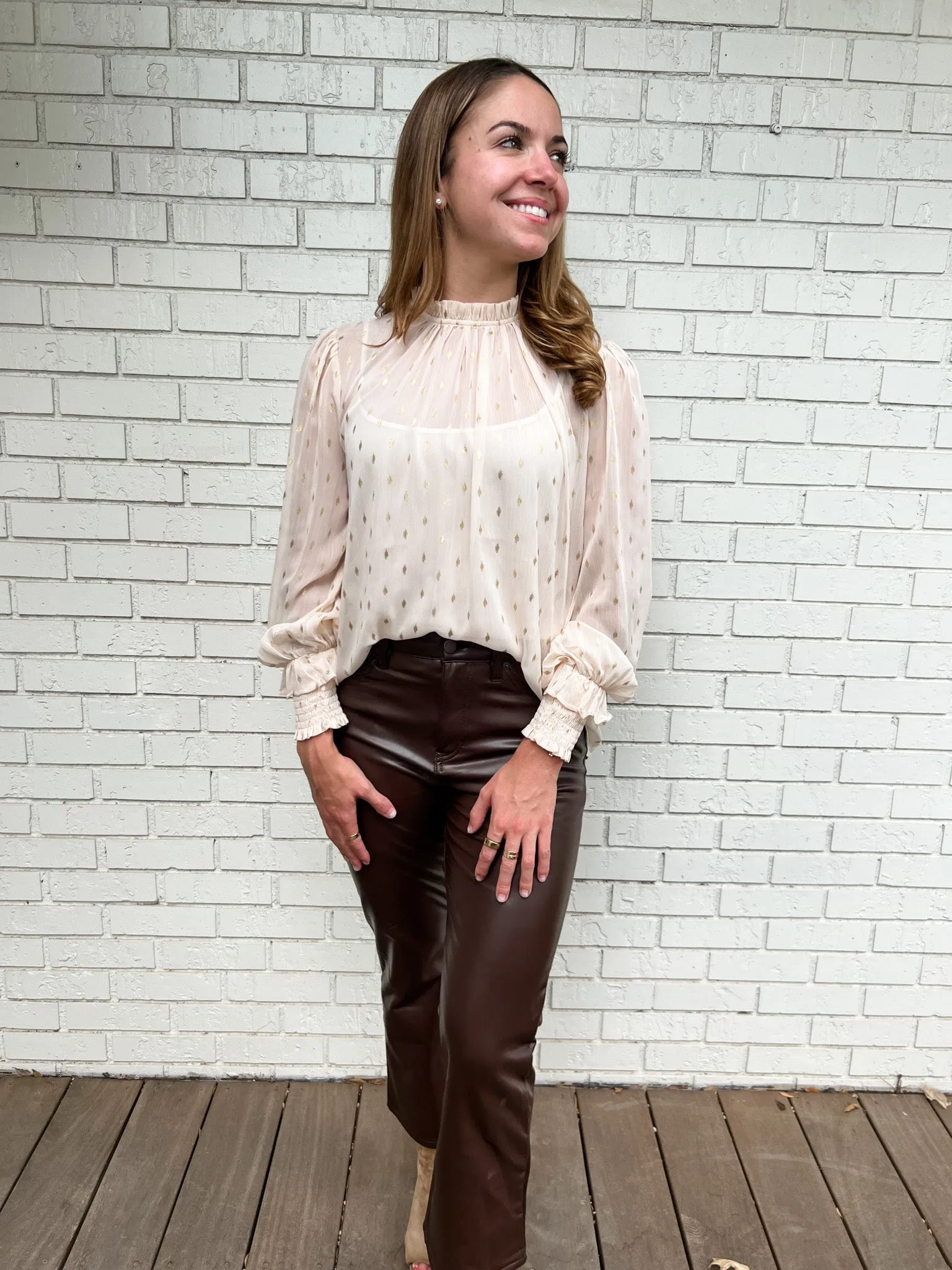 Gold Foil Polka Dot Blouse