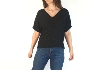 Gorman black polka dot print top size 6, fits 6 and 8 (as new with tags)
