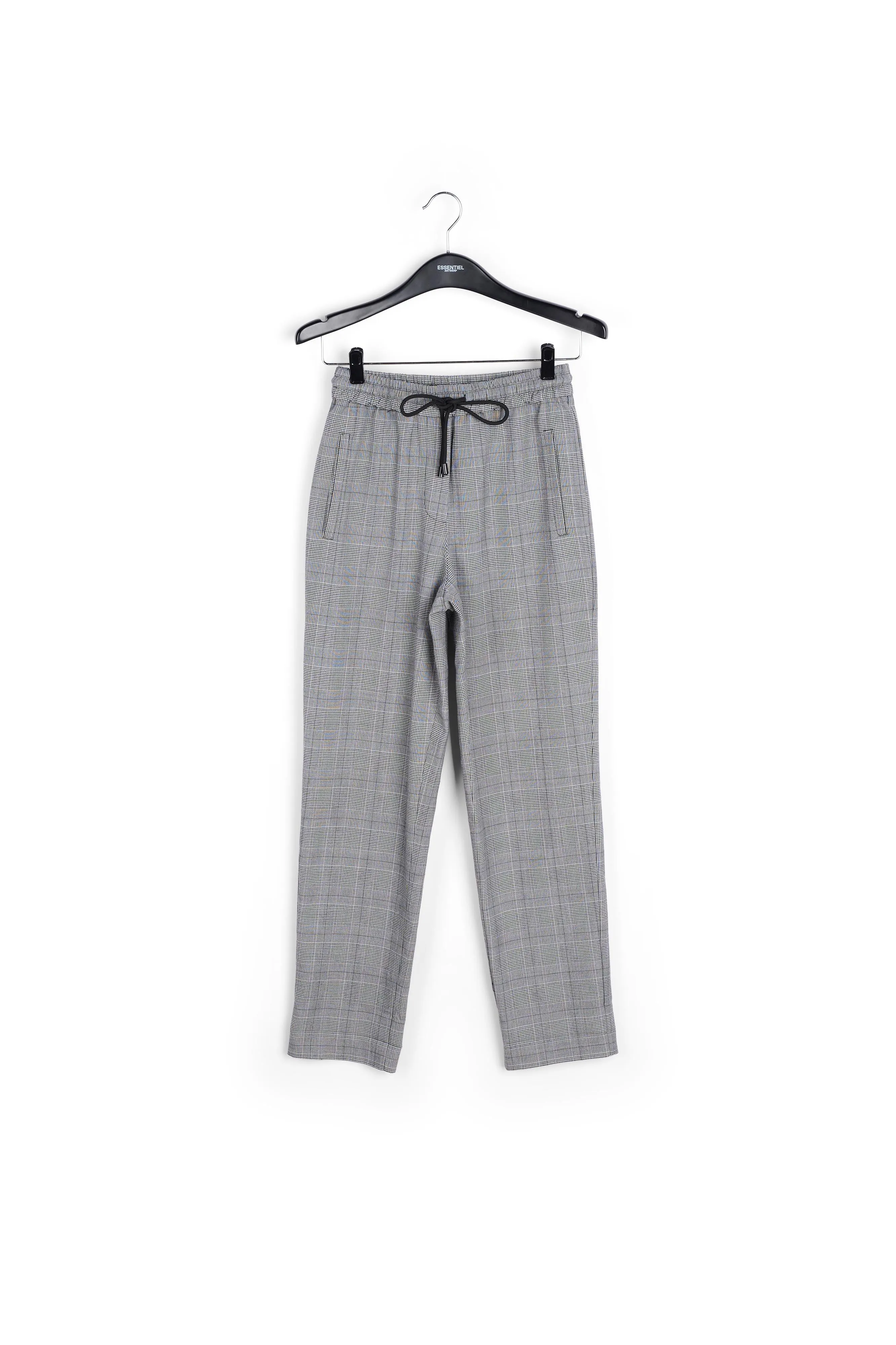 Grey pants with check motif