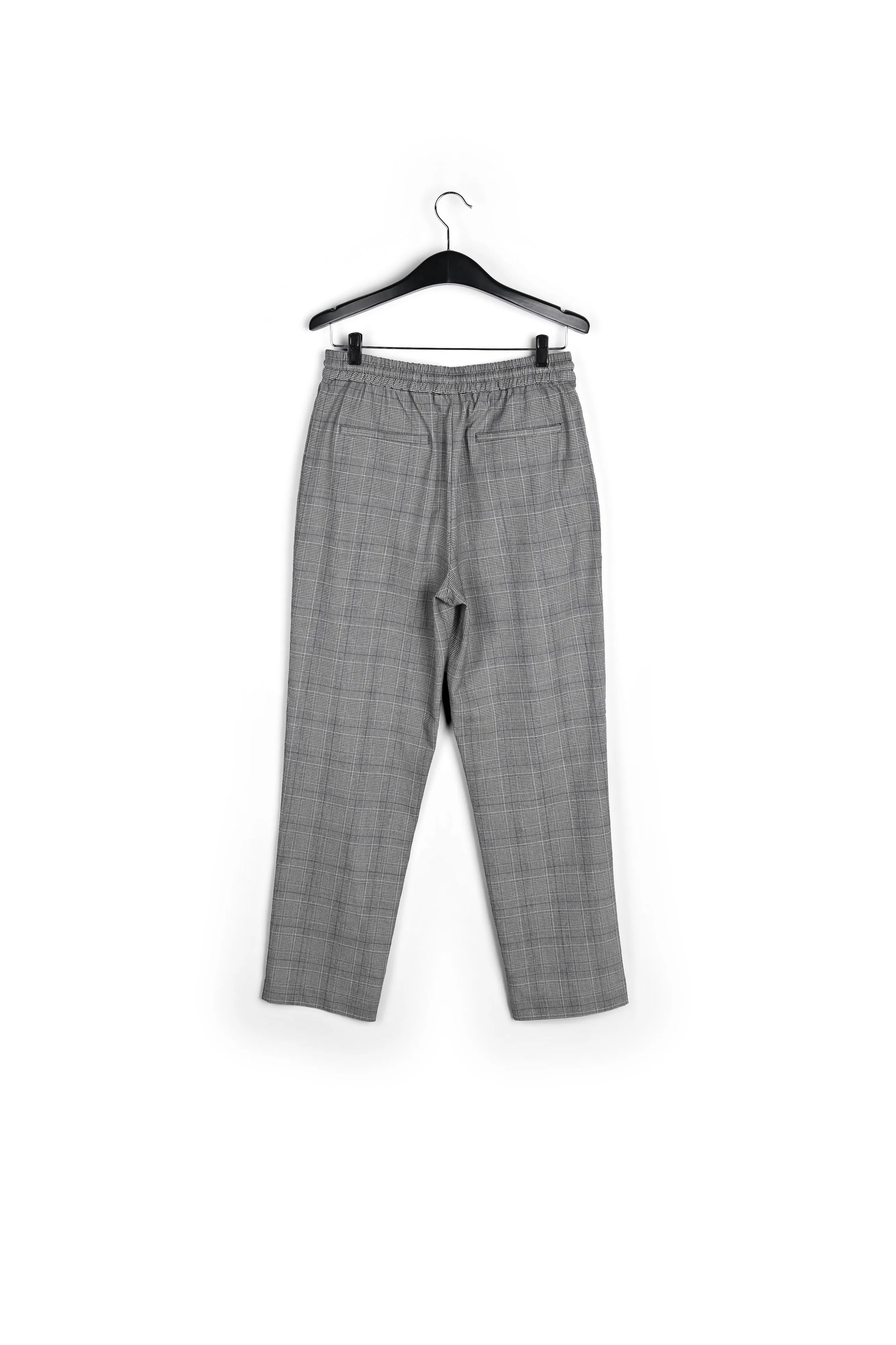 Grey pants with check motif