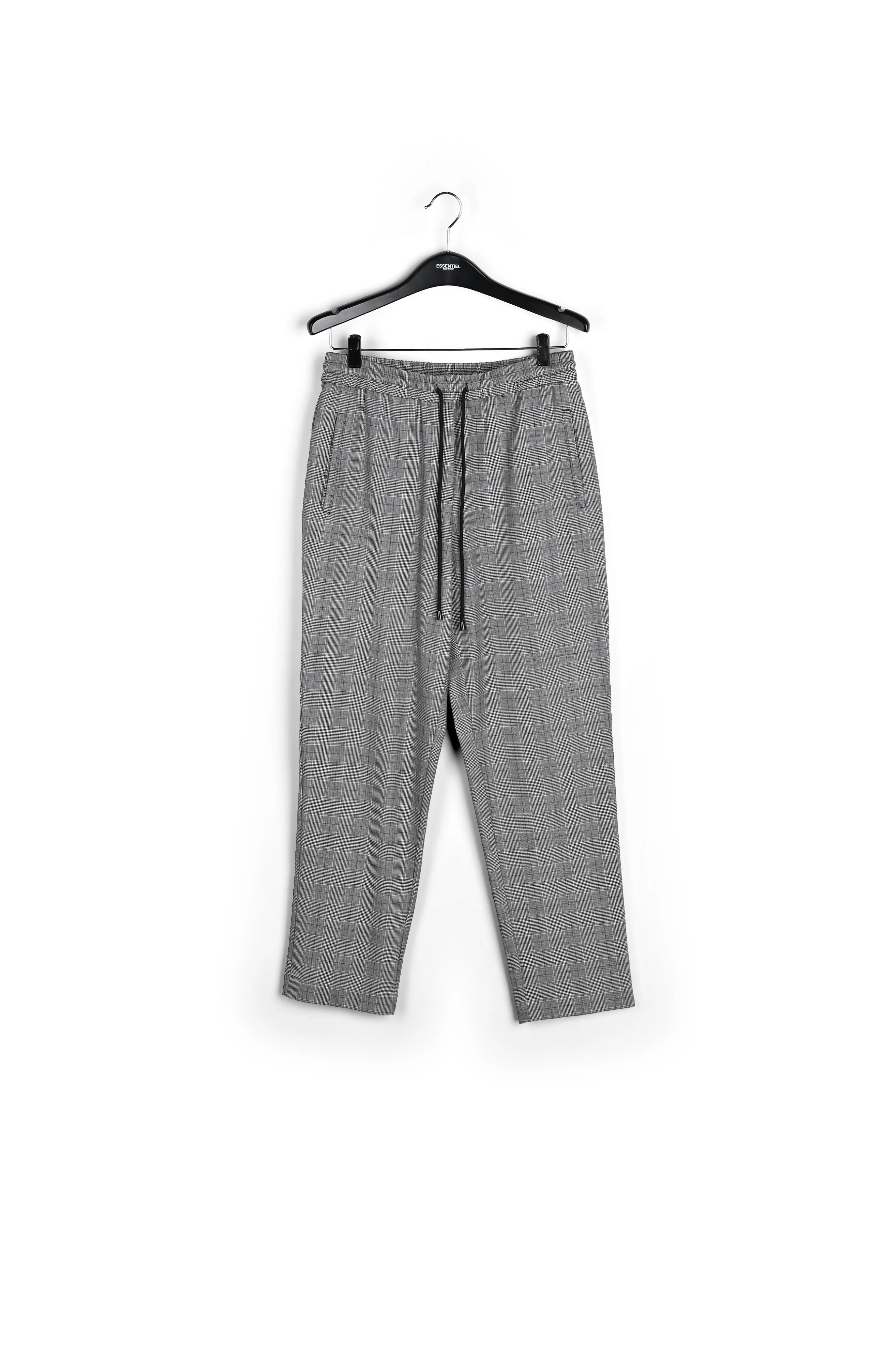 Grey pants with check motif