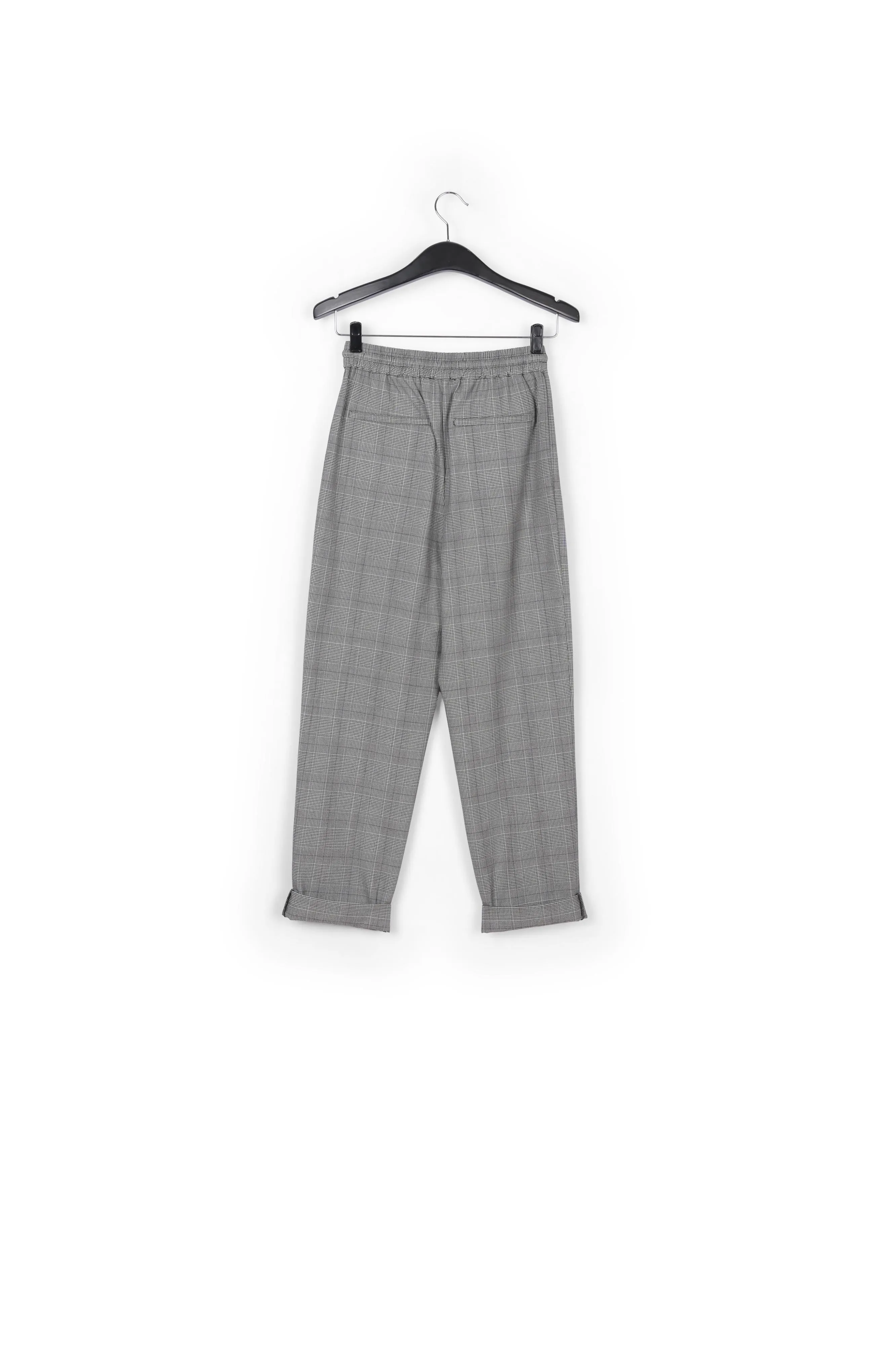 Grey pants with check motif