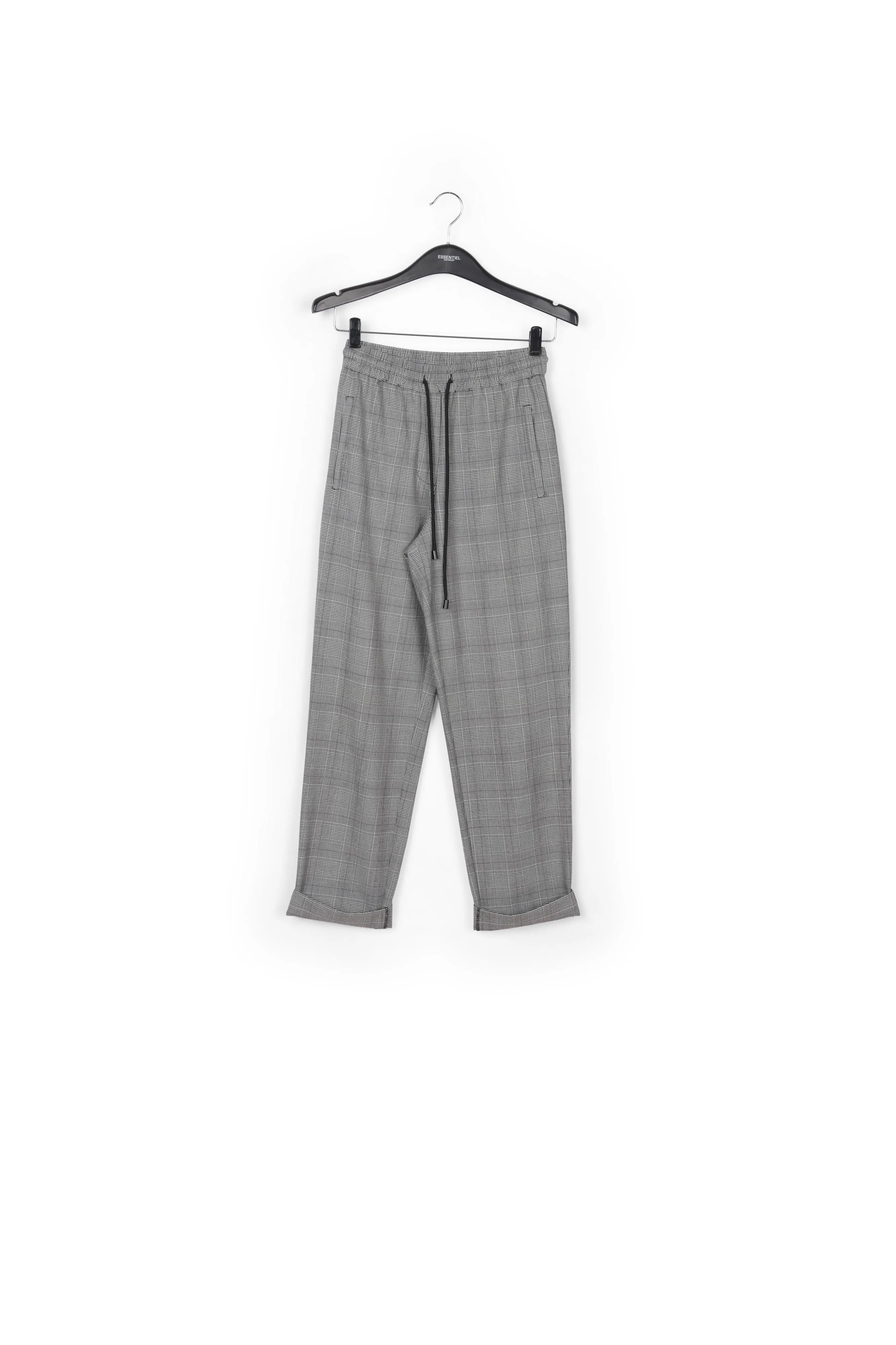 Grey pants with check motif