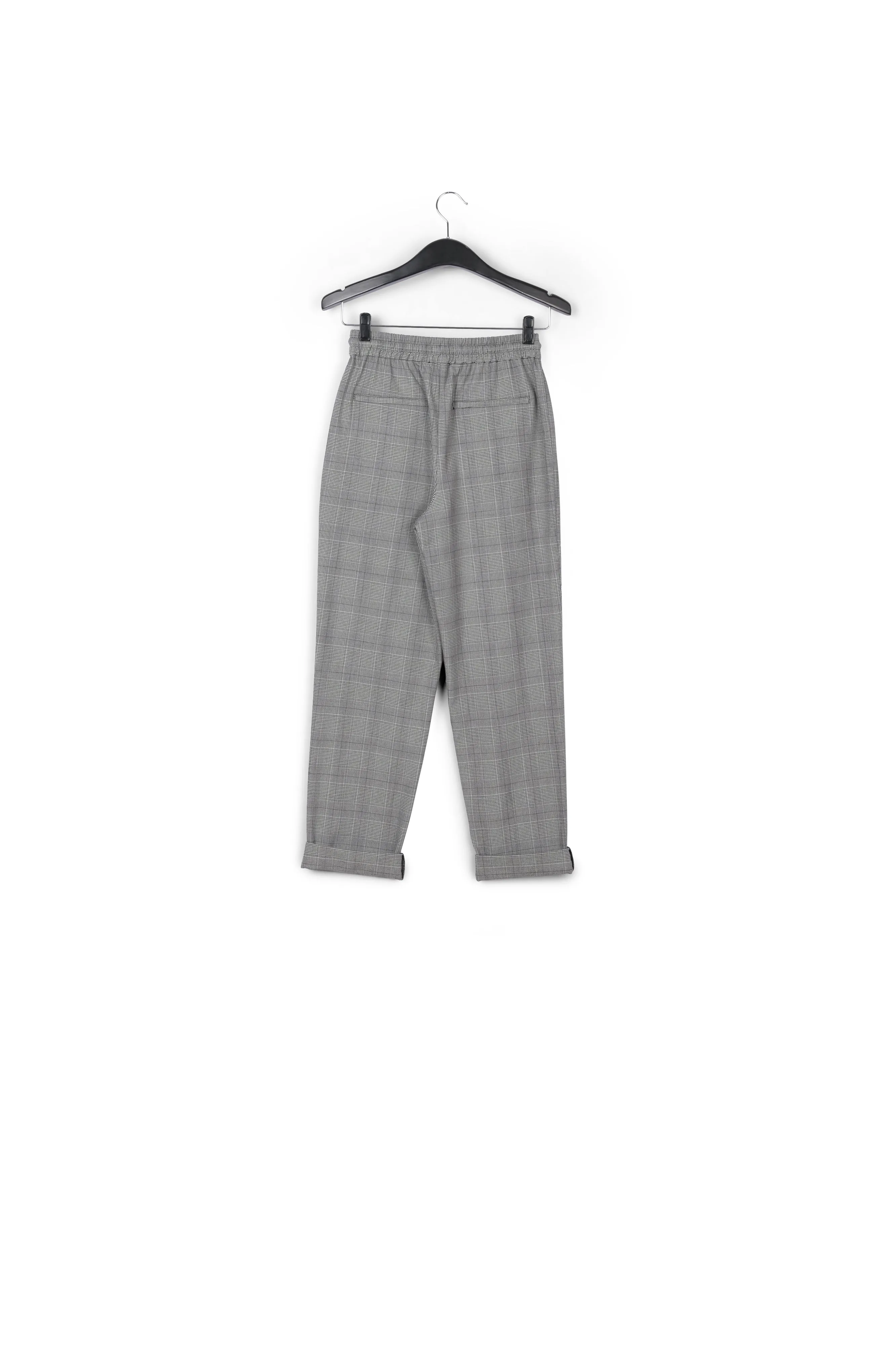 Grey pants with check motif