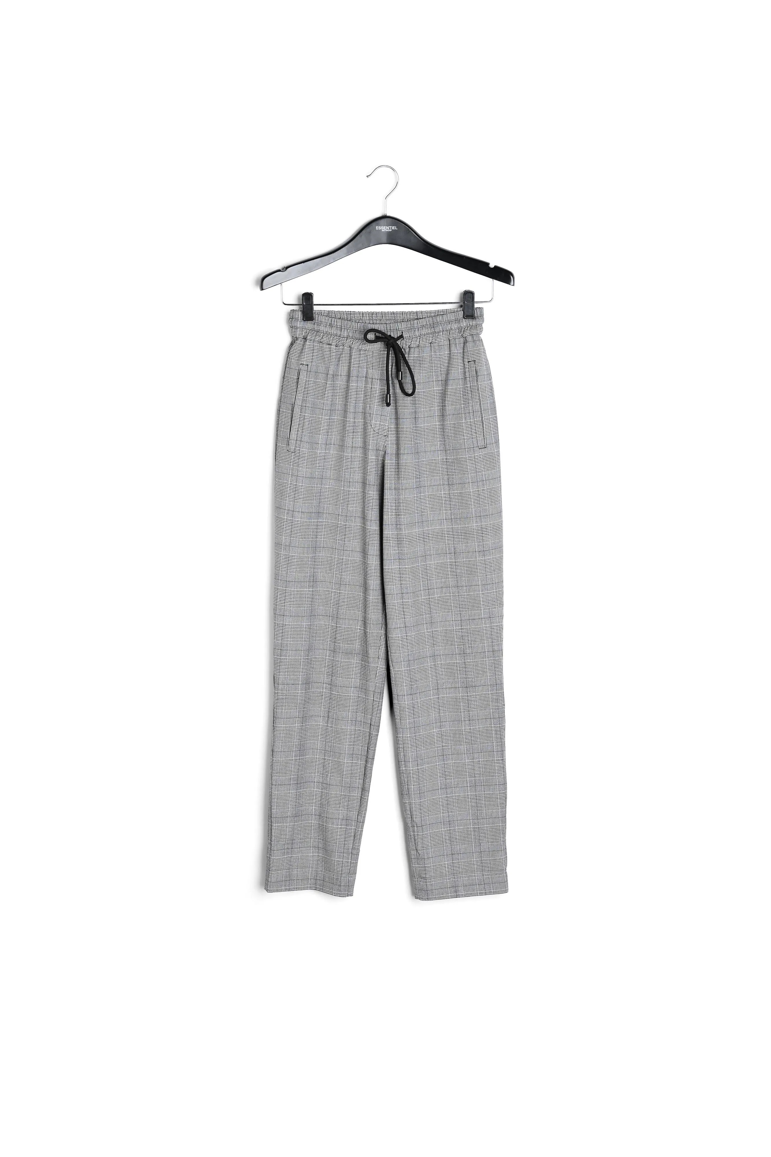 Grey pants with check motif