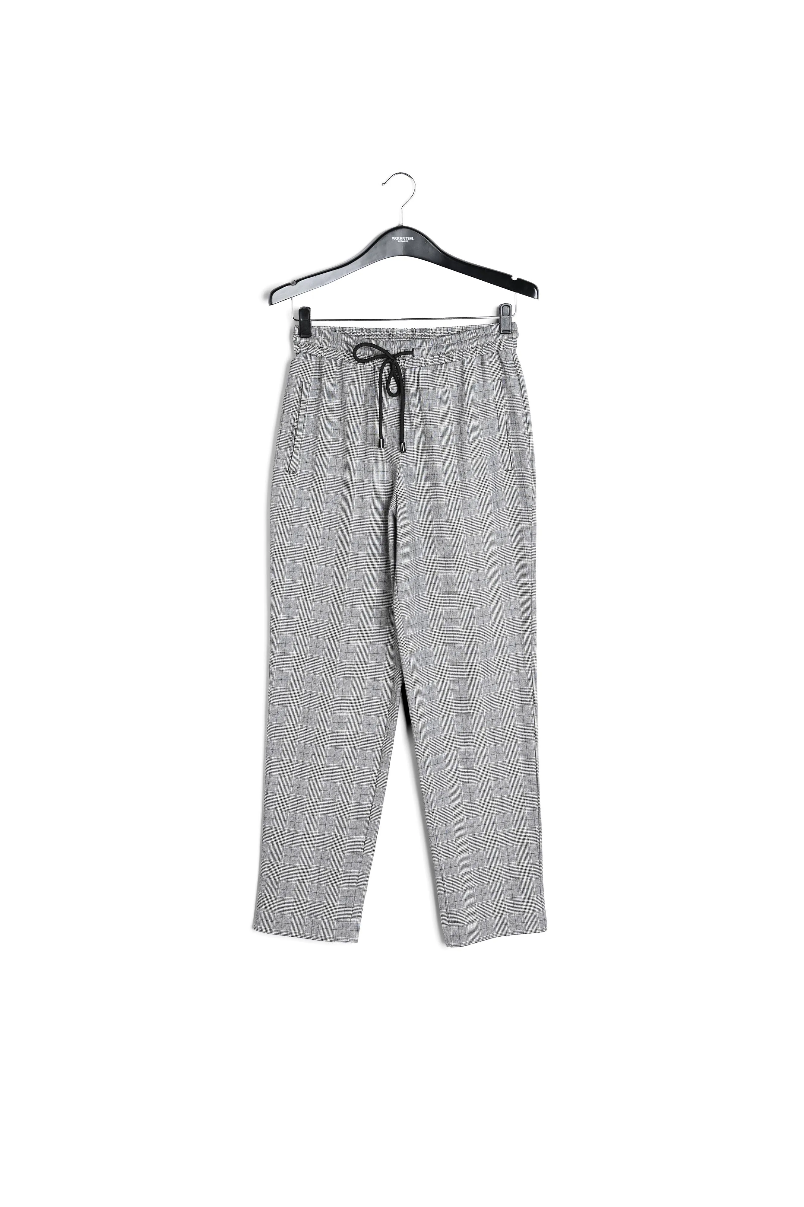 Grey pants with check motif