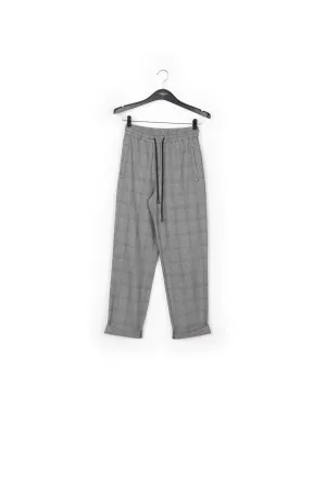 Grey pants with check motif