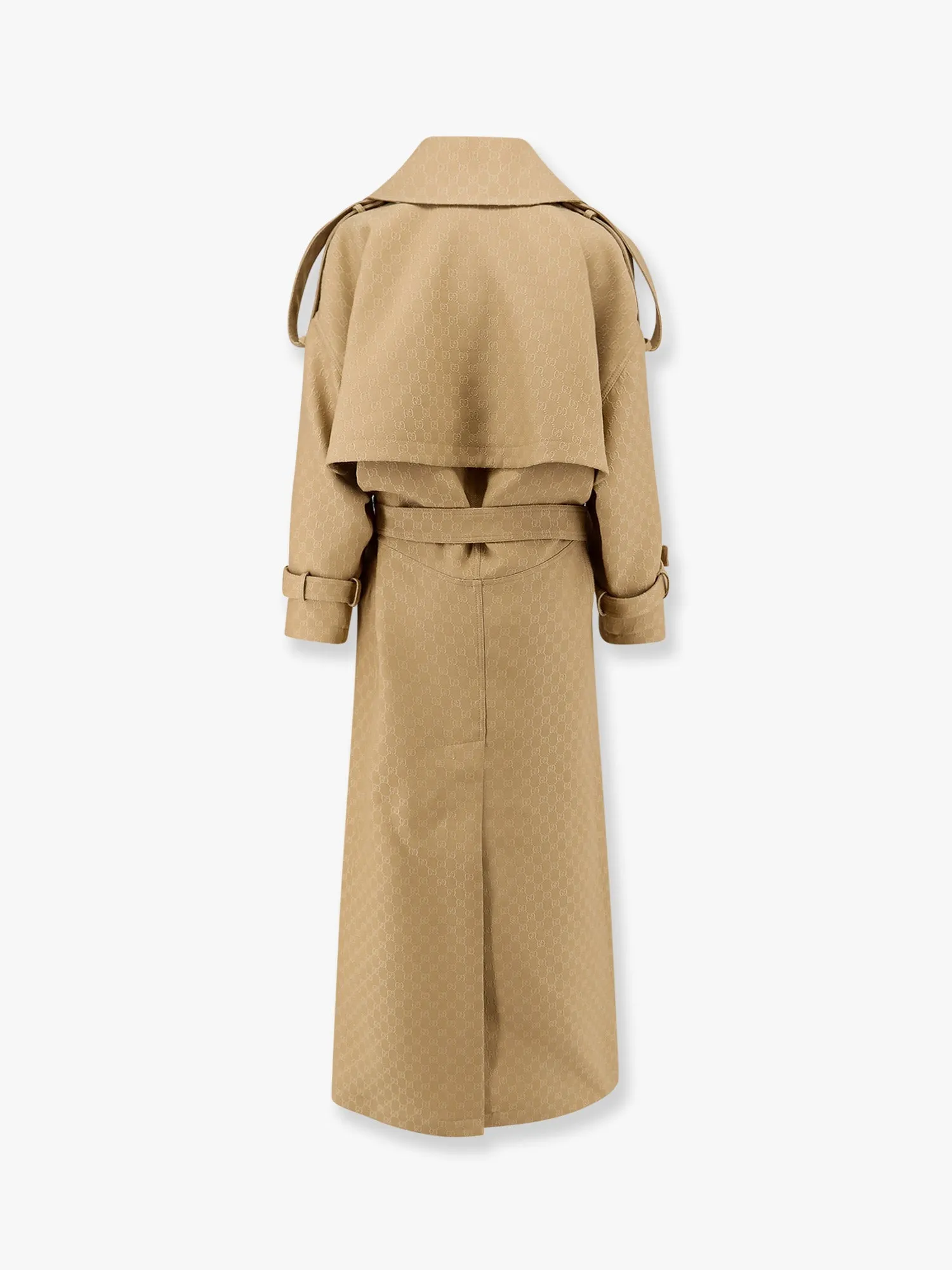 Gucci Wool And Silk Crepe Coat With All Over Gg Motif