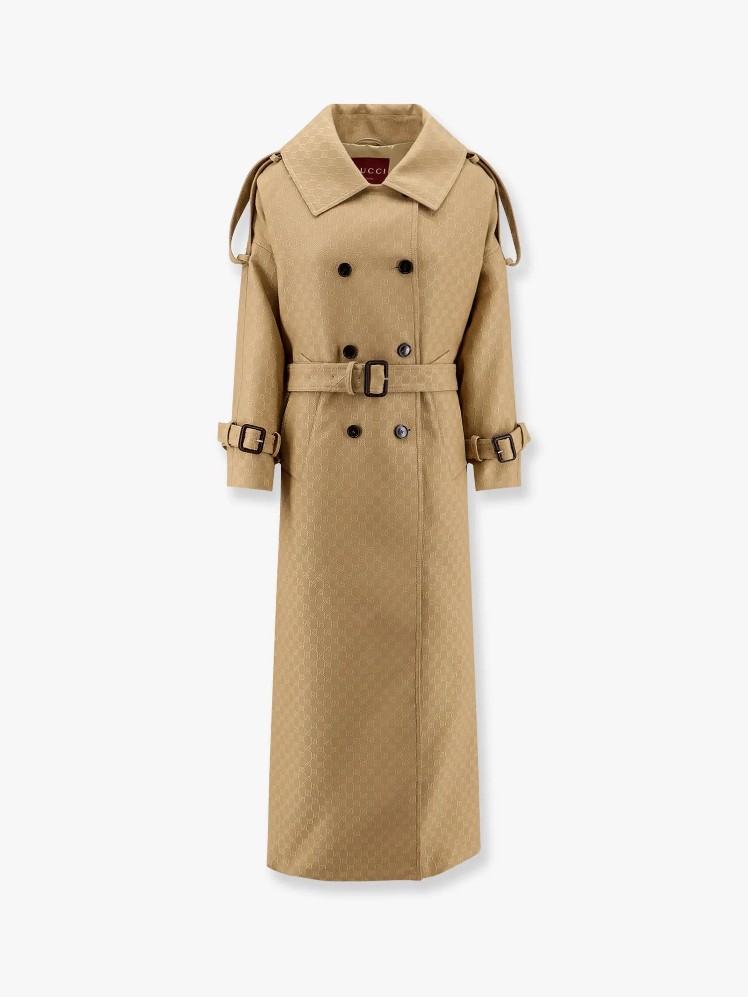 Gucci Wool And Silk Crepe Coat With All Over Gg Motif
