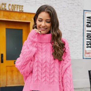 GYPSY-Turtleneck Cable-Knit Sweater