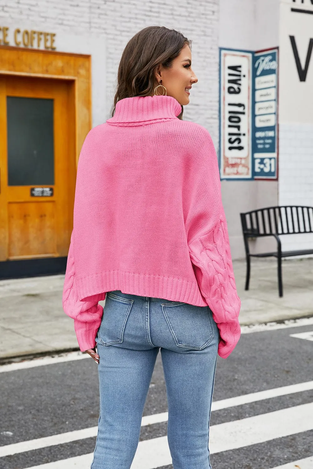 GYPSY-Turtleneck Cable-Knit Sweater