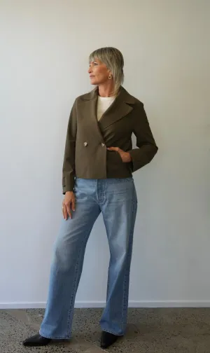 Harris Wharf London | Cropped Peacoat Scuba - Dark Khaki