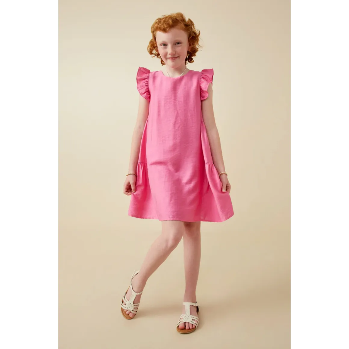 Hayden Girls Side Panel Detailed Ruffle Sleeve Dress