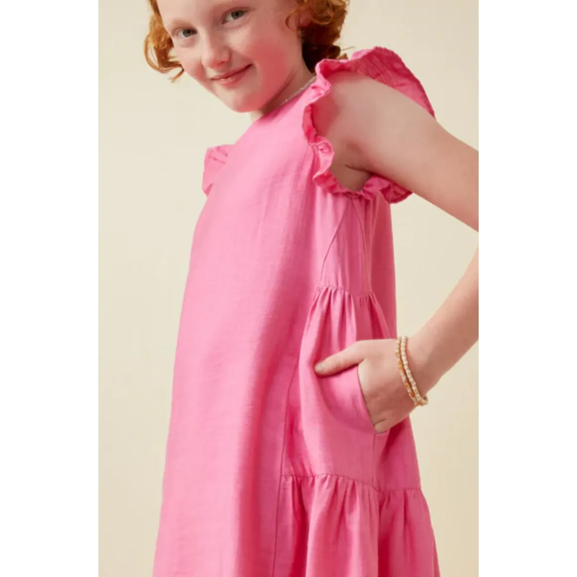 Hayden Girls Side Panel Detailed Ruffle Sleeve Dress