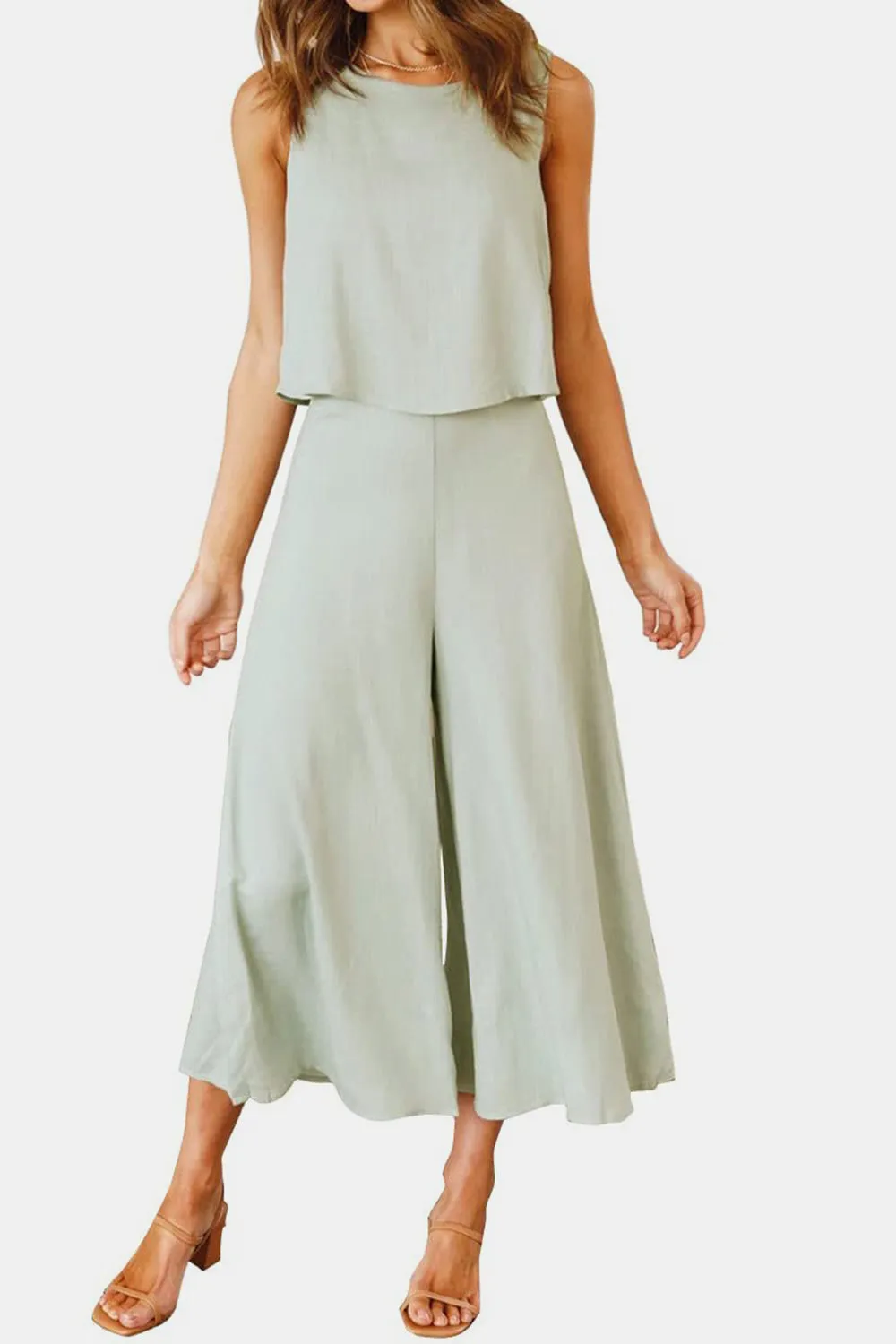 Hazel Blues® |  Round Neck Top and Wide Leg Pants Set