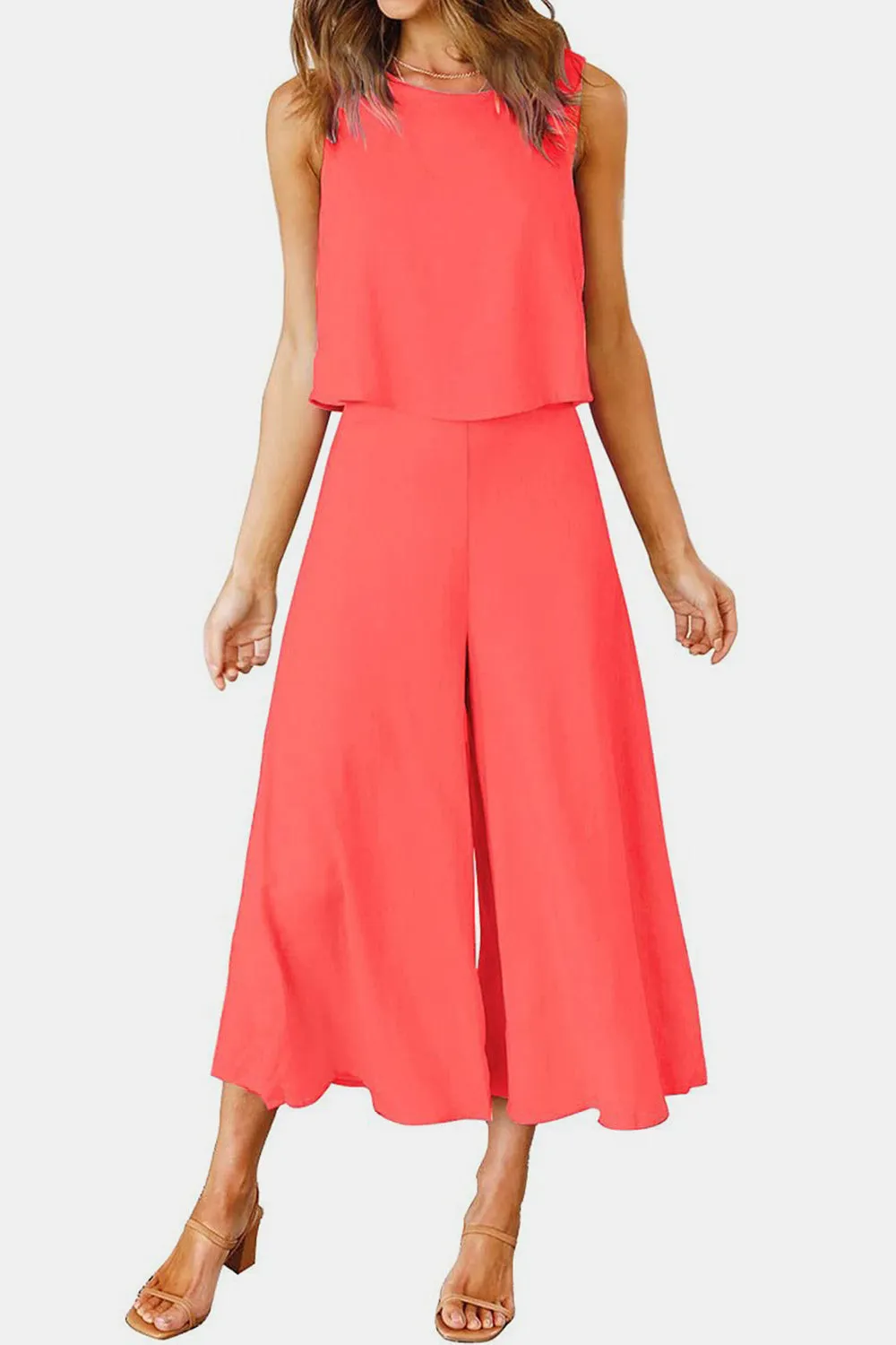 Hazel Blues® |  Round Neck Top and Wide Leg Pants Set