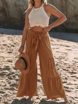 Hazel Blues® |  Tied Ruched Wide Leg Pants