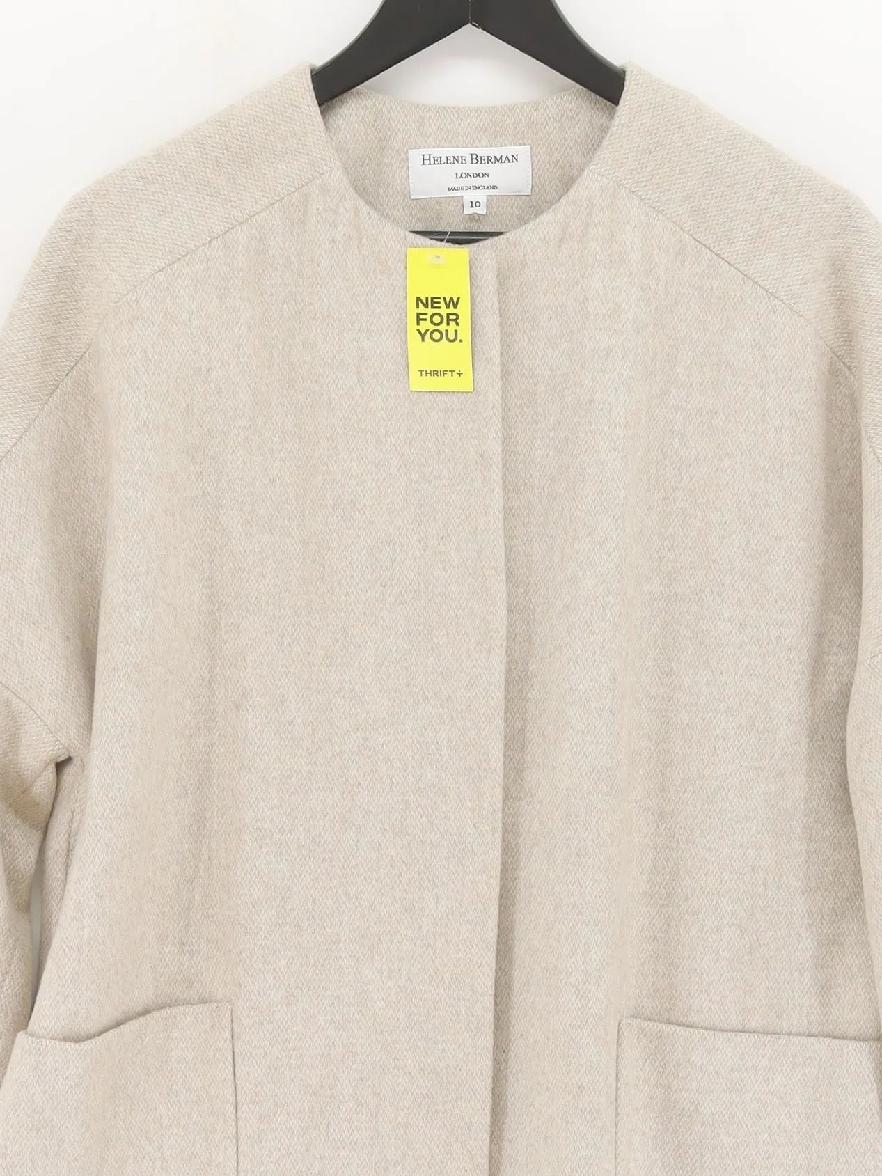 Helene Berman Women's Jacket UK 10 Cream Acrylic with Other, Polyester, Wool