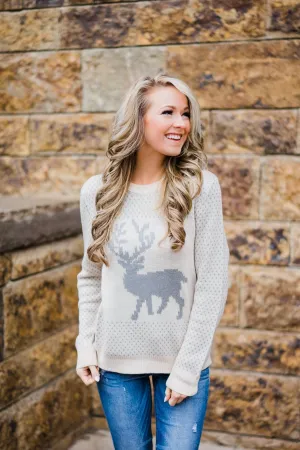Holly Jolly Sweater ~ Cream & Silver