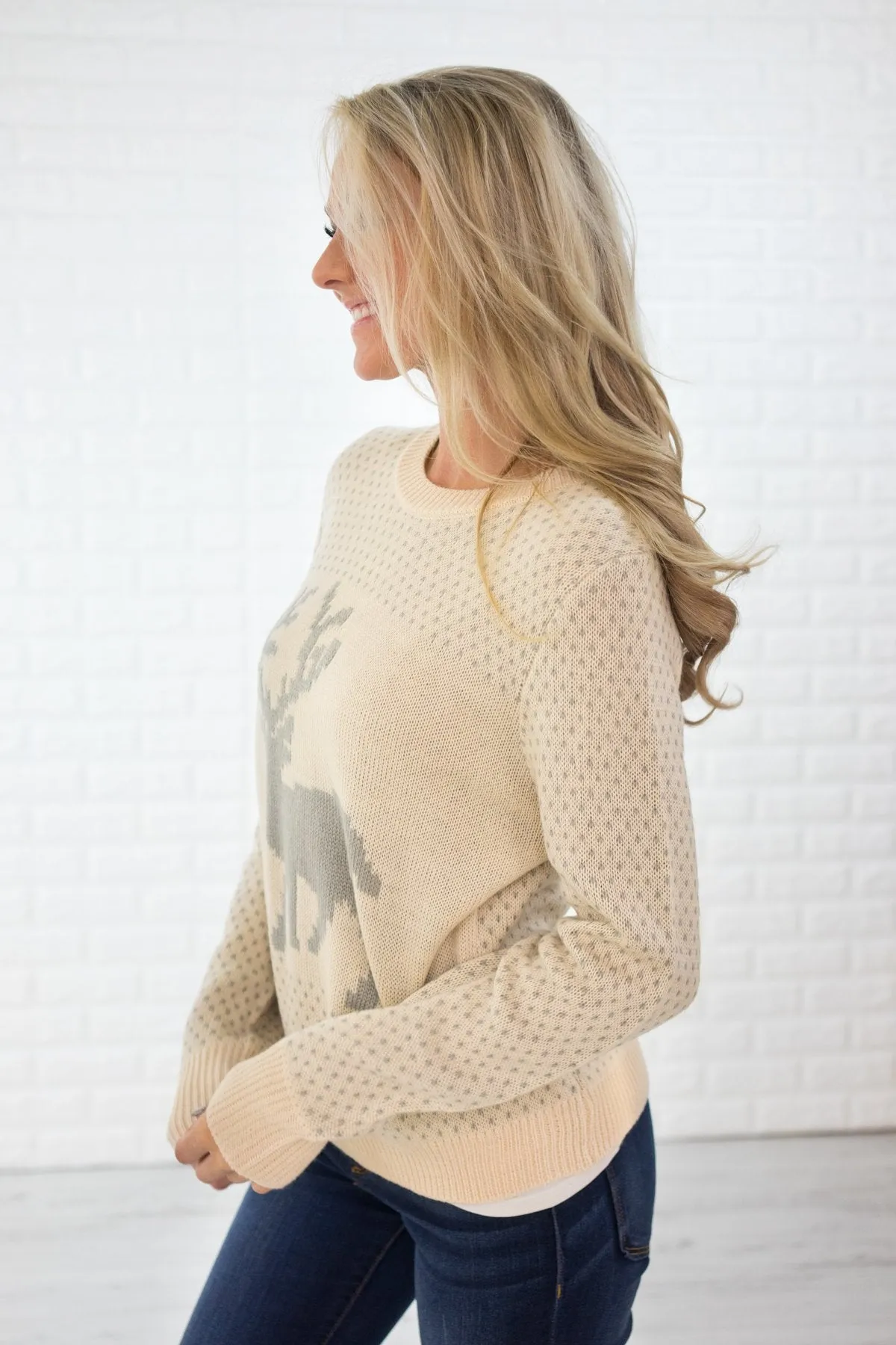 Holly Jolly Sweater ~ Cream & Silver