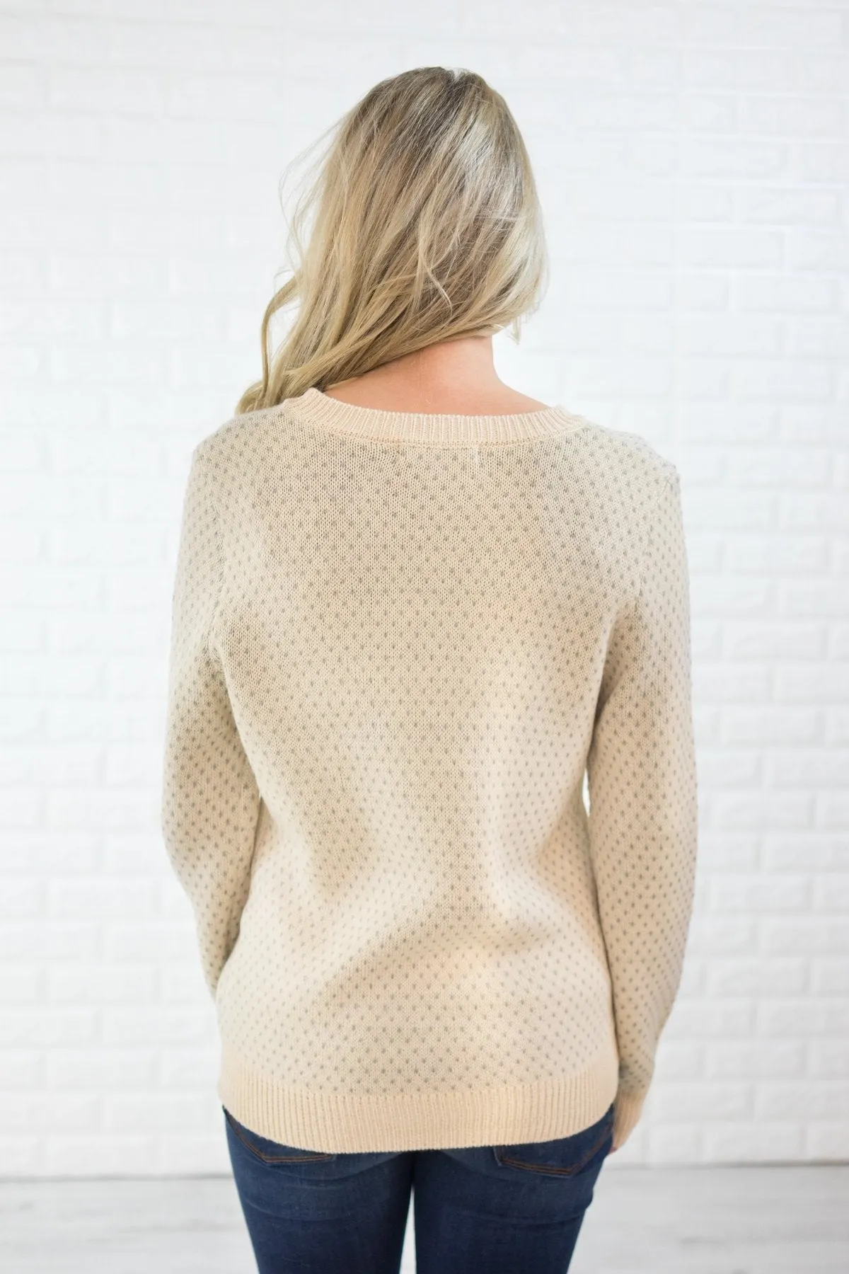 Holly Jolly Sweater ~ Cream & Silver
