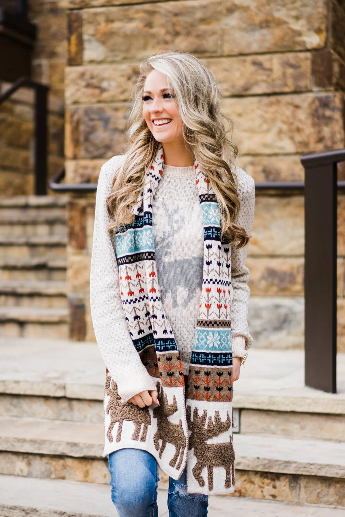 Holly Jolly Sweater ~ Cream & Silver