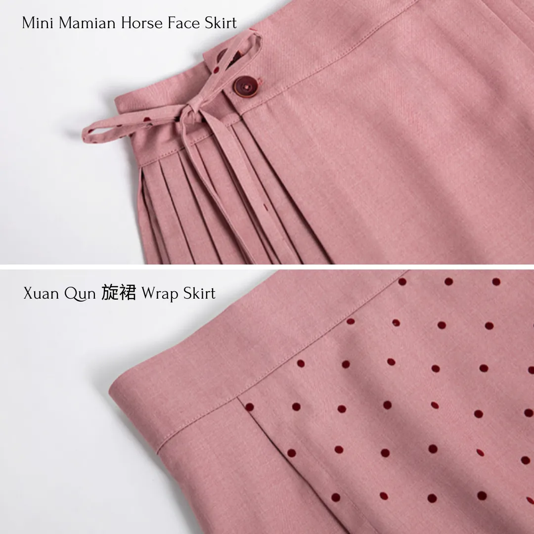 Hua Shuying 花疏影 Scattered Flowers Modern Wei Ming Jiaoling Ru Top & Mini Mamian Skirt Set