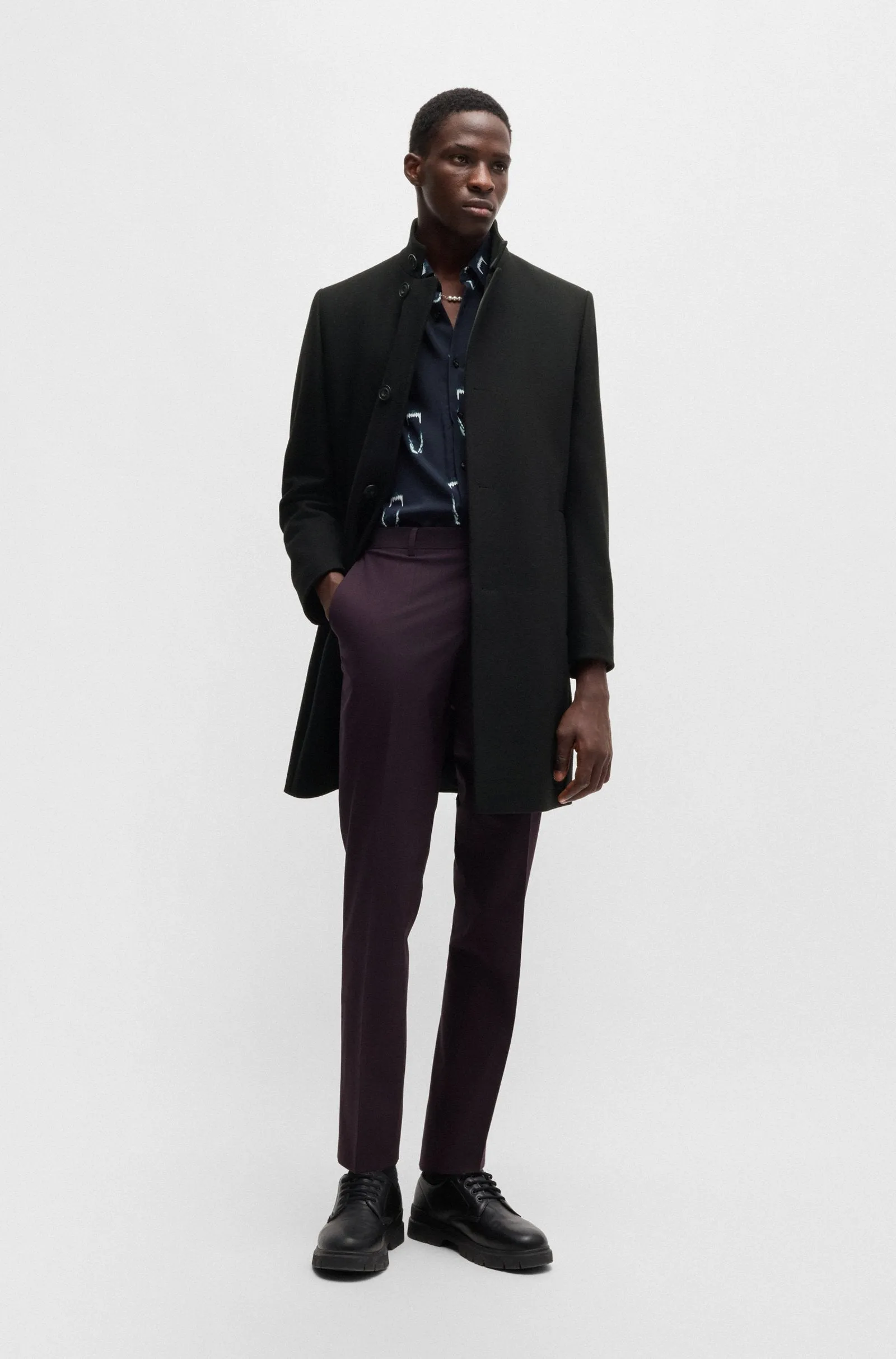 HUGO Coats Regular Fit in Wool Mix - MINTRAX2441 10266240 01-50528837