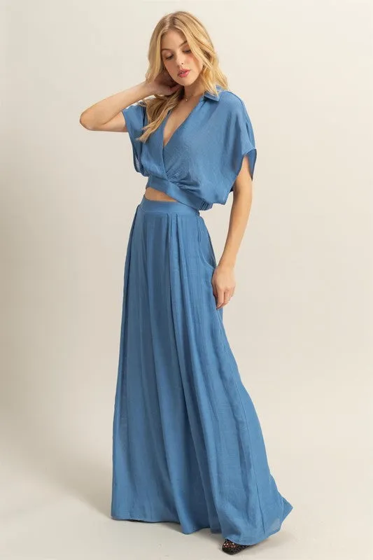 HYFVE Kimono Sleeve Crop Top and Wide Leg Pants Set