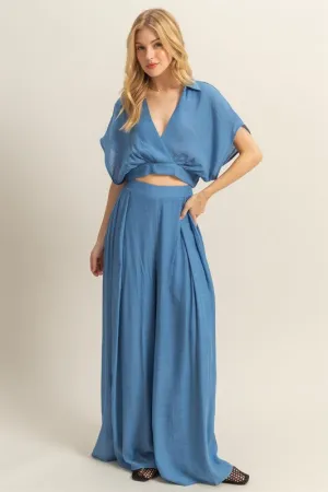 HYFVE Kimono Sleeve Crop Top and Wide Leg Pants Set