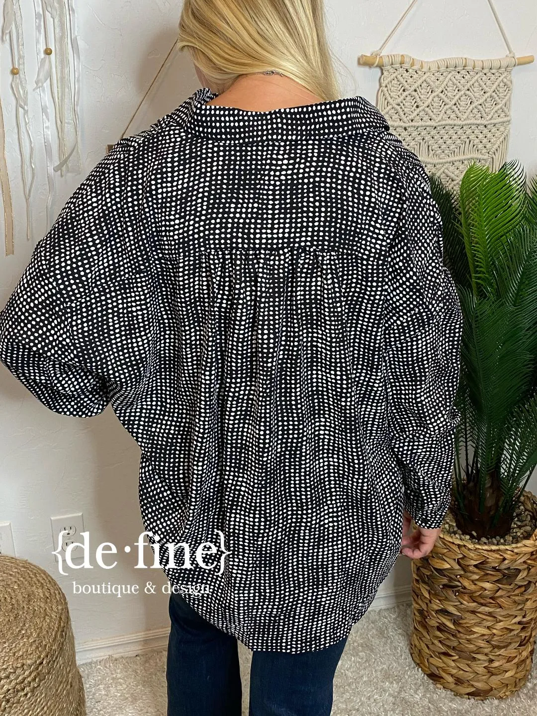 Iconic Black or Kelly Green Dot Blouse in Regular and Curvy