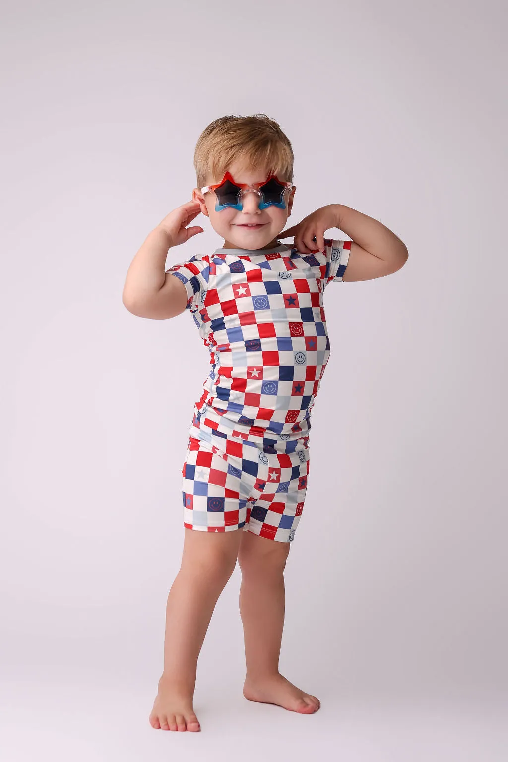 In My Jammers Blue Checkered S/S 2pc PJ Set w/Shorts