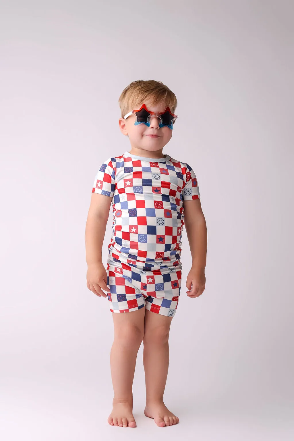 In My Jammers Blue Checkered S/S 2pc PJ Set w/Shorts