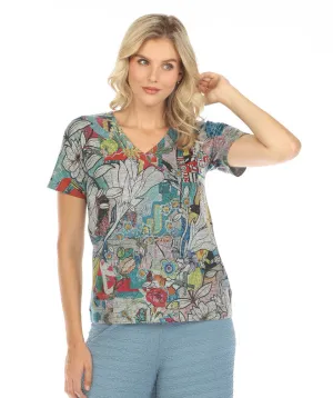 INOAH SUE V-NECK SHORT SLV TOP