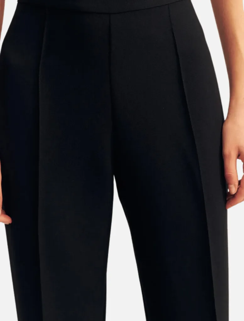 Irena Pintuck Straight Leg Pant - Black