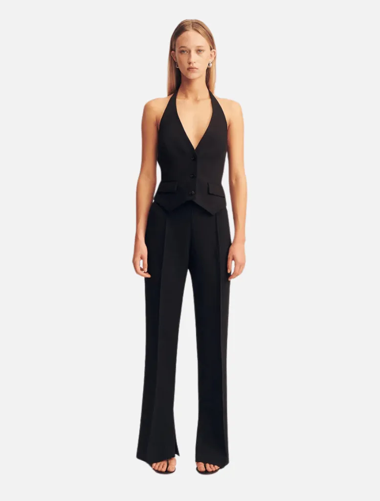 Irena Pintuck Straight Leg Pant - Black